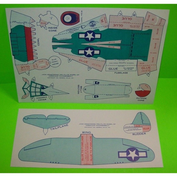 Airplane Toy Plane Jack Armstrong Tru-Flite Model Of American Thunderbolt 1944 - Picture 4 of 9